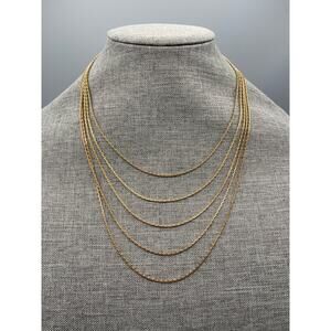 Antique Rhythm 12K Gold Filled GF Flat Link Chain Layered 18” Necklace 28.49g
